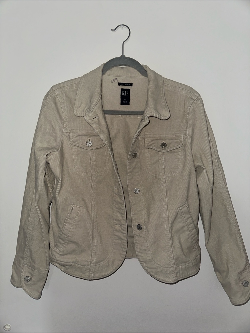 GAP Women's Light Beige Denim-Style Button Jacket